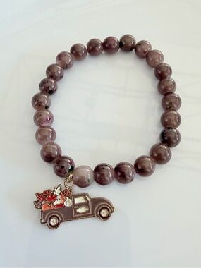 Vintage Truck Charm Beaded Fall Bracelet Handmade Novelty Jewelry